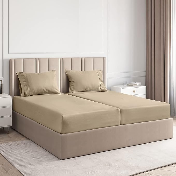 Split Sheet Set Taupe 1000TC Egyptian Cotton