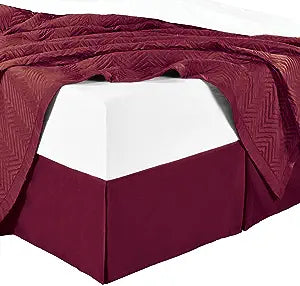 10 Inch Drop Burgundy Bed Skirt Split Corner 1000TC