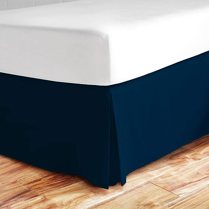 10 Inch Drop Navy Bed Skirt Split Corner 1000TC