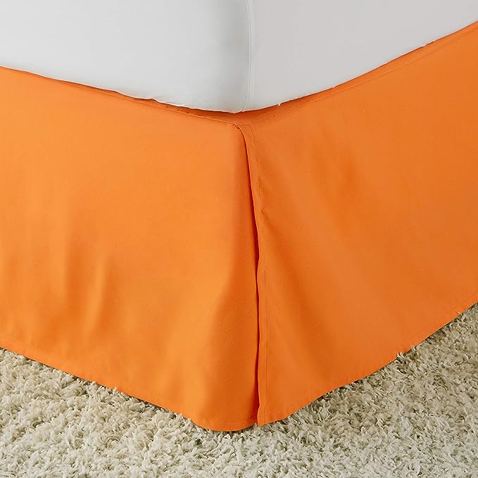 10 Inch Drop orange Bed Skirt Split Corner 1000TC