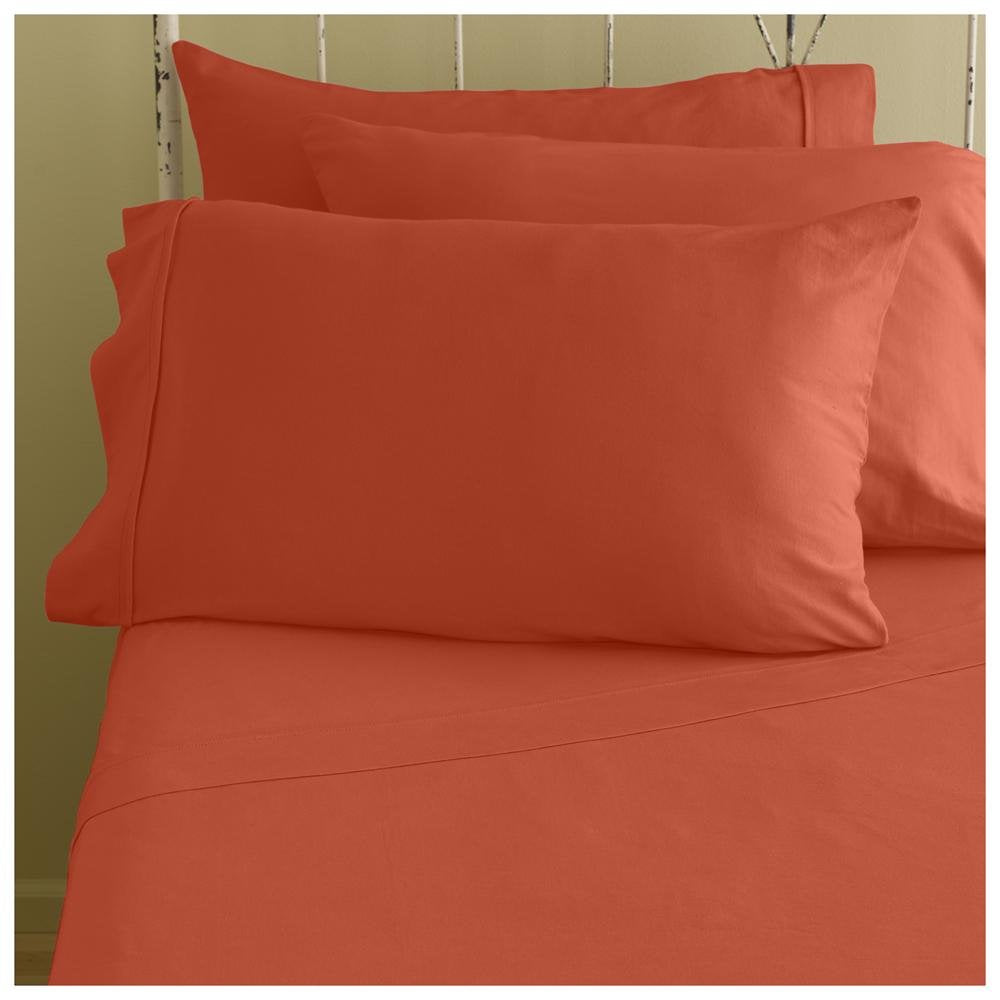 13 Inch Deep Pocket Orange Fitted Sheets Pure Egyptian Cotton 300TC