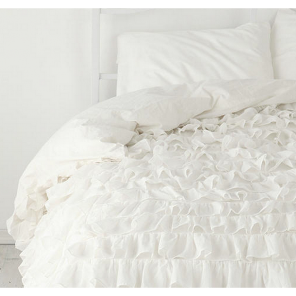 300 Thread Count White Ruffle Duvet Cover Egyptian Cotton