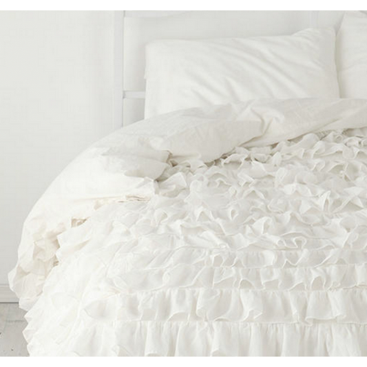 300 Thread Count White Ruffle Duvet Cover Egyptian Cotton