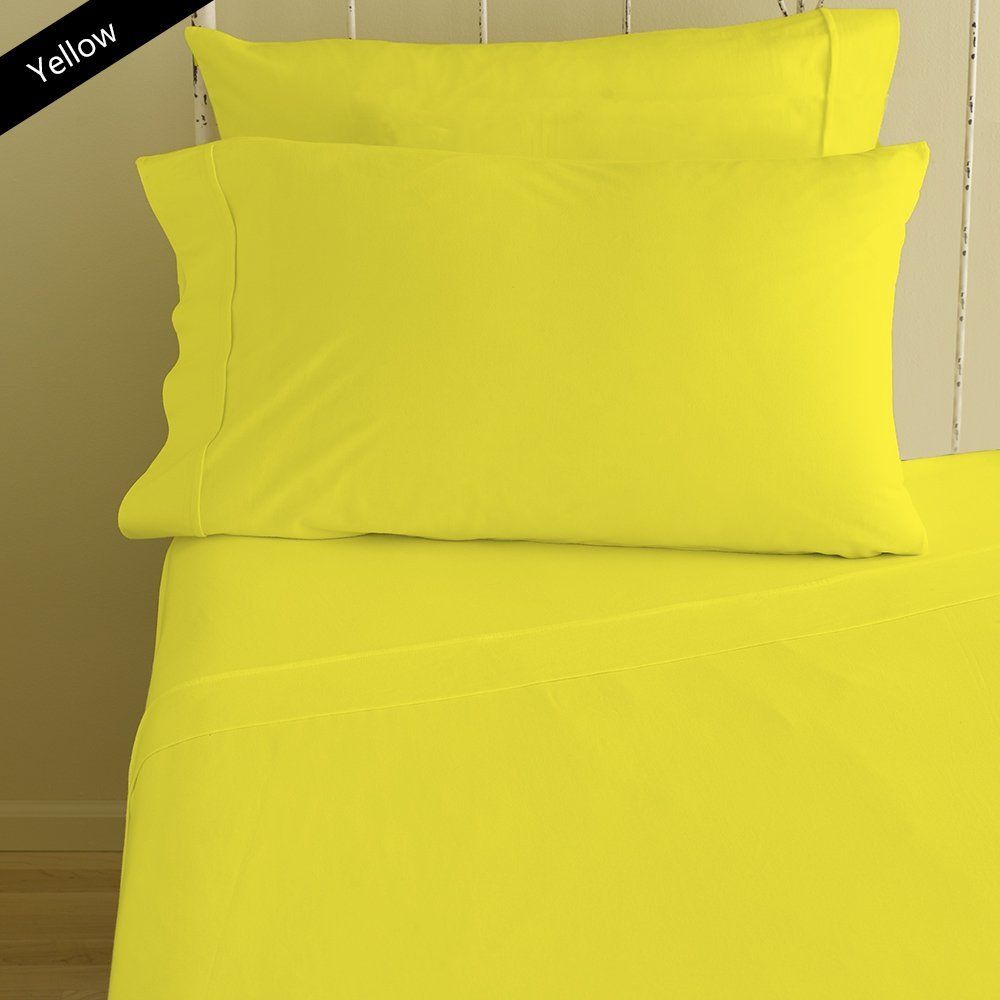 12 Inch Pocket Fitted Sheet Yellow Cotton 1000TC