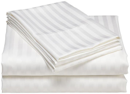 White Stripe Sheet Set Egyptian Cotton 300TC