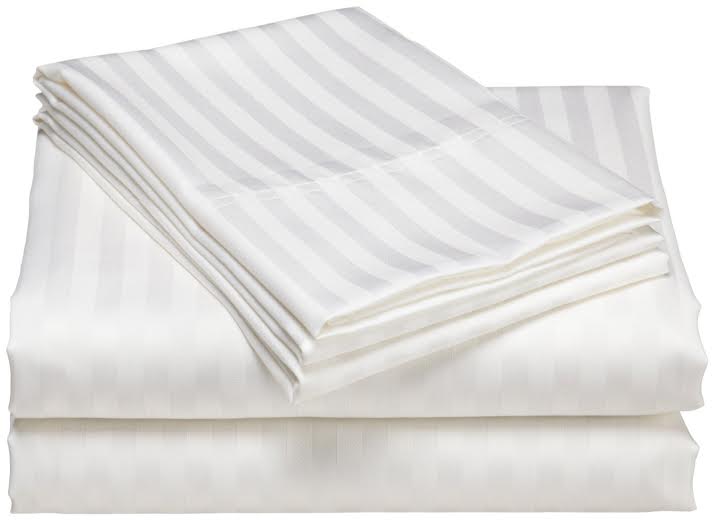 300-TC Stripe White Flat sheet 100% Egyptian cotton